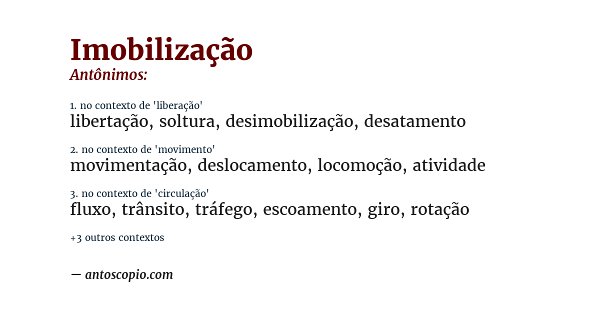 Antônimo de imobilização
