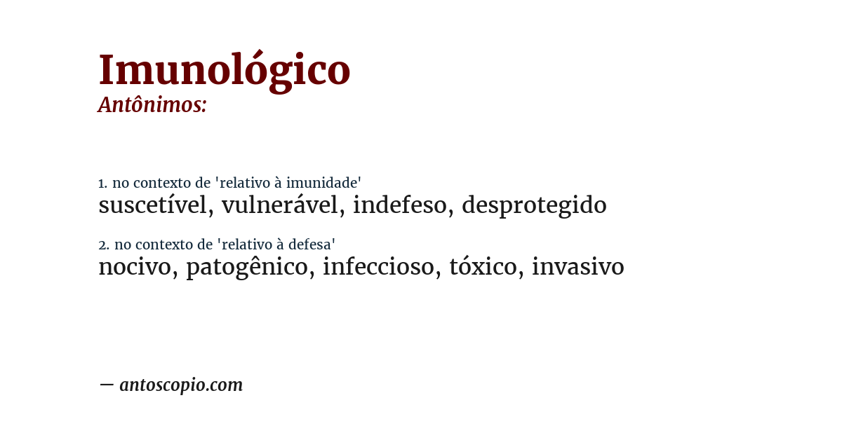 Antônimo de imunológico