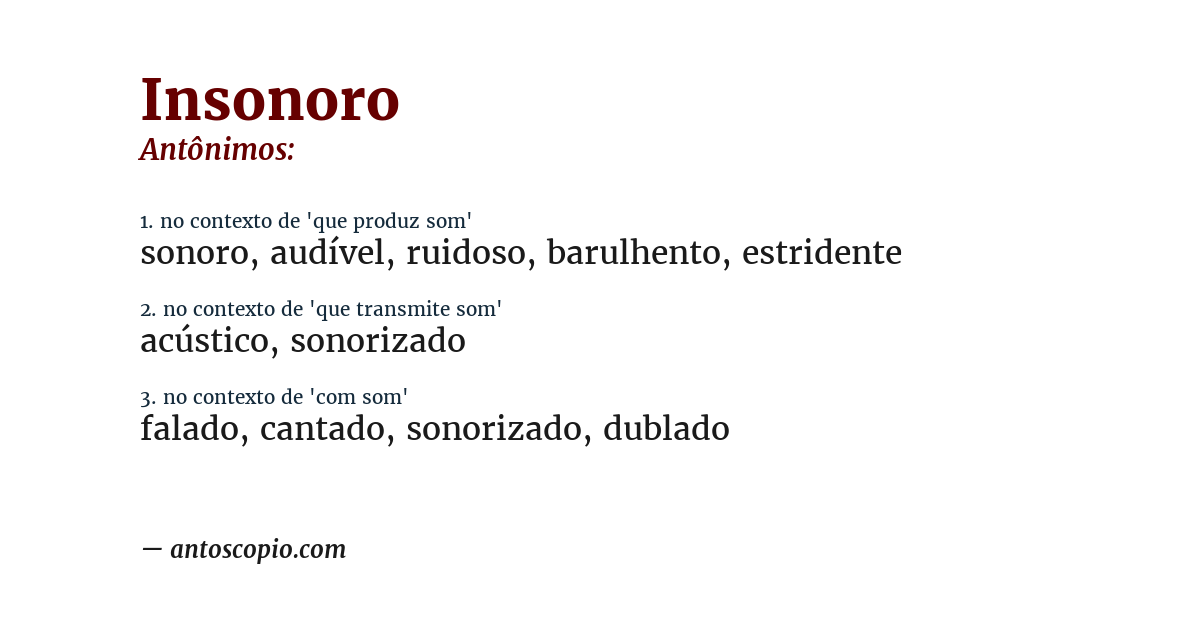 Antônimo de insonoro