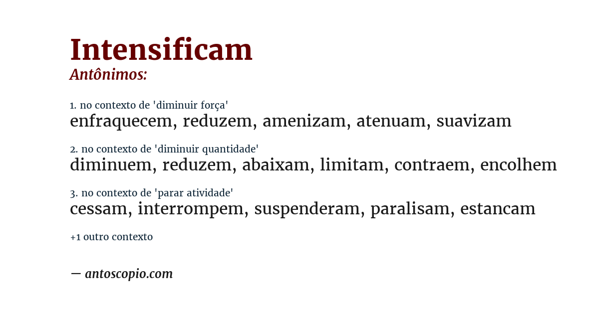 Antônimo de intensificam