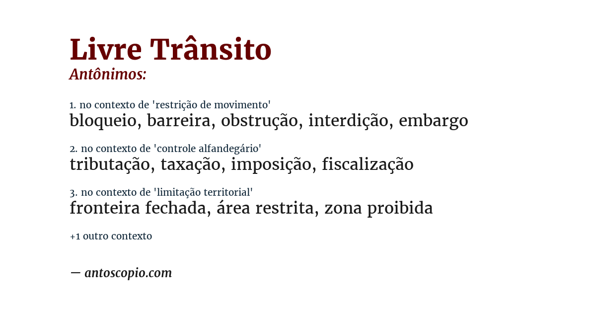 Antônimo de livre trânsito