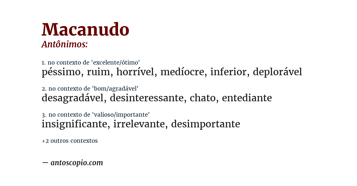 Antônimo de macanudo