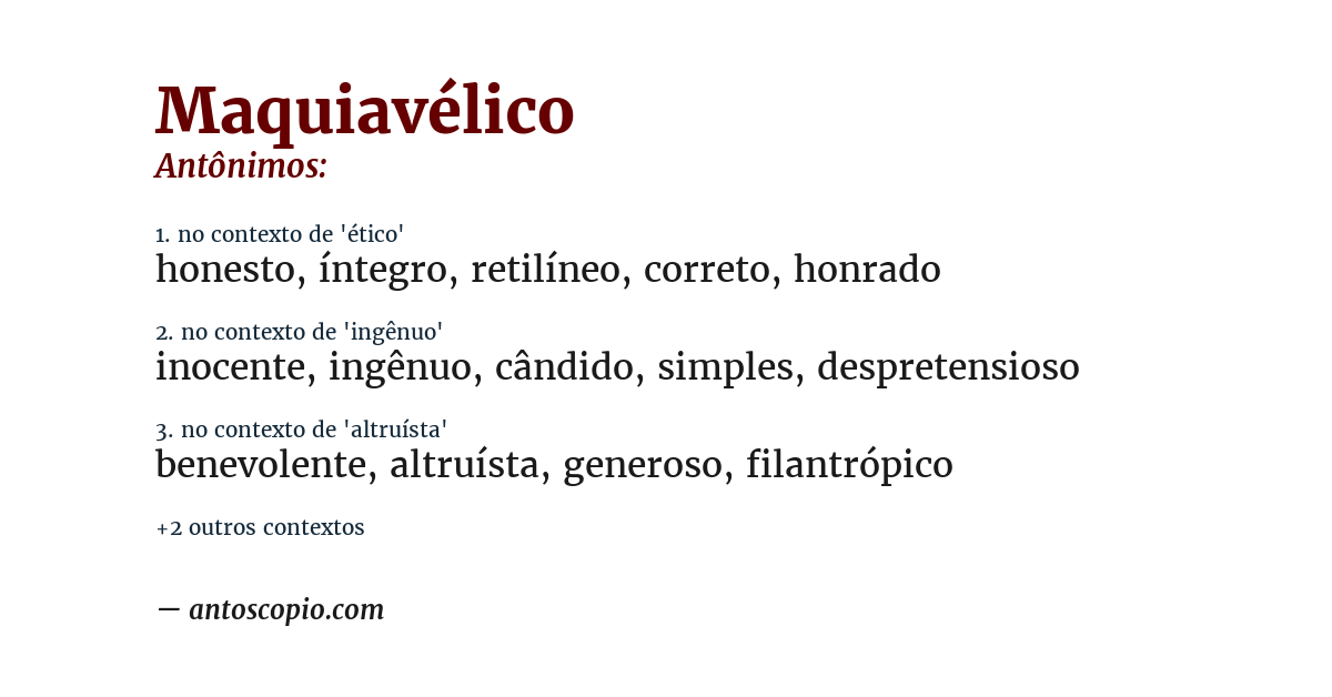 Antônimo de maquiavélico