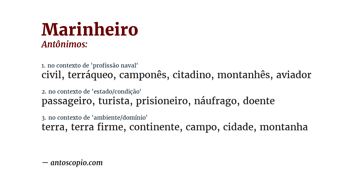 Antônimo de marinheiro