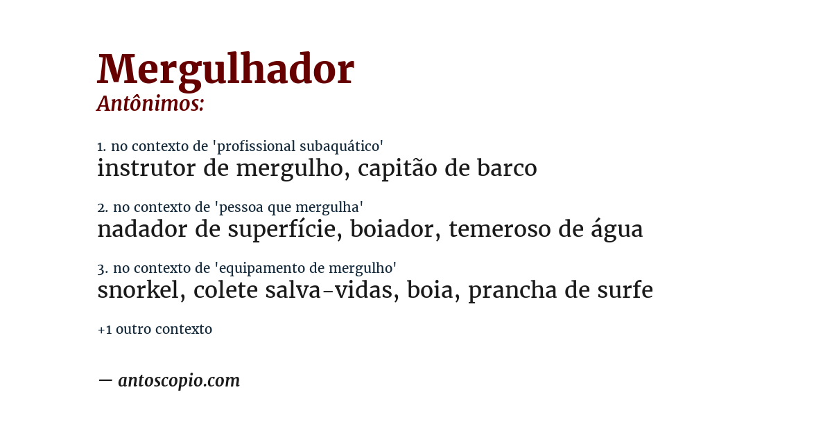 Antônimo de mergulhador