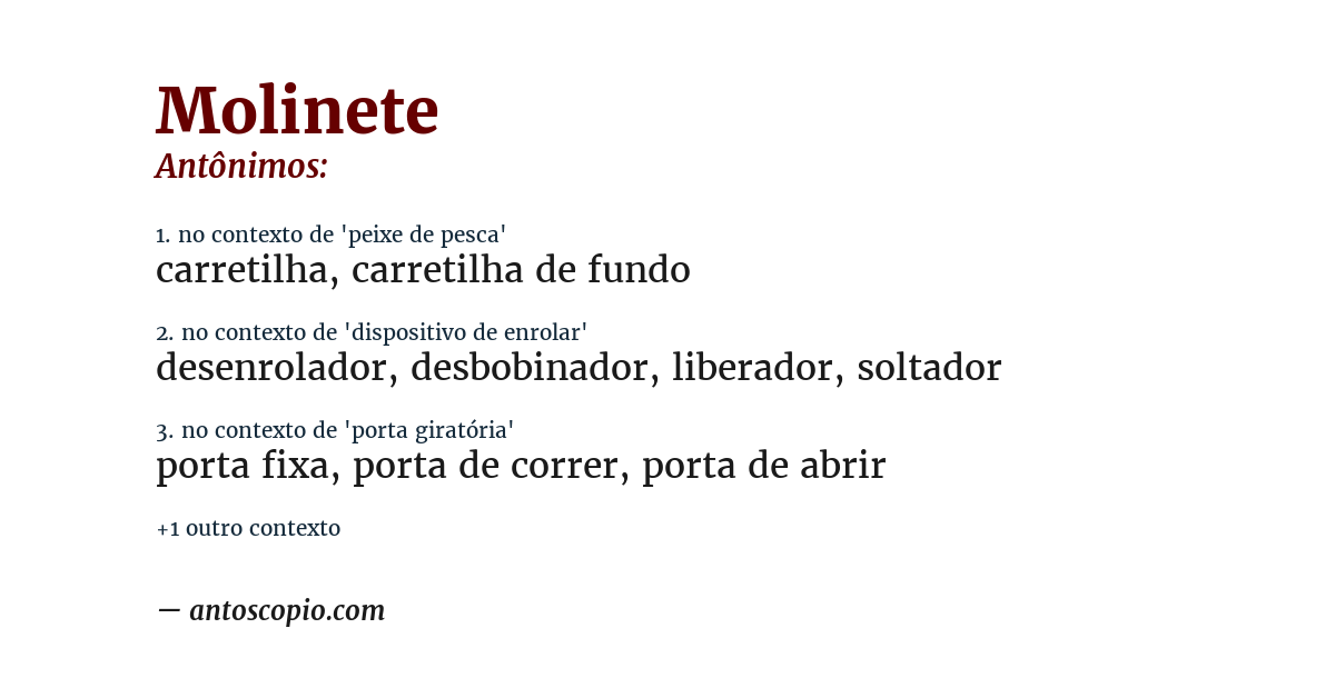 Antônimo de molinete