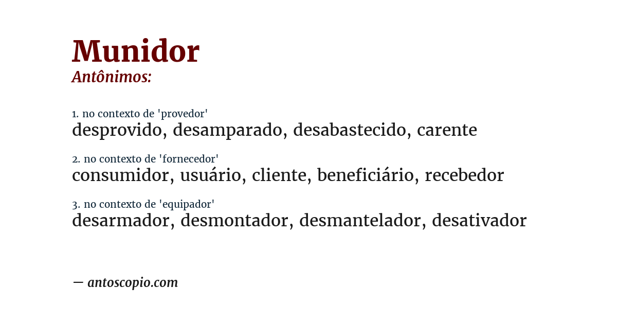 Antônimo de munidor