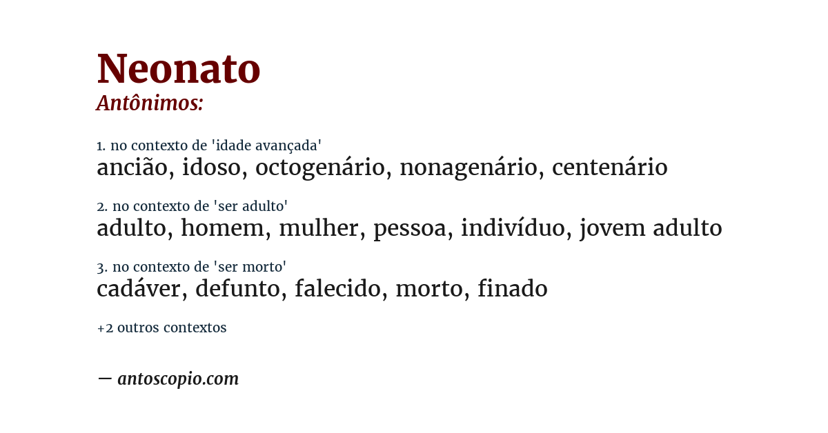 Antônimo de neonato