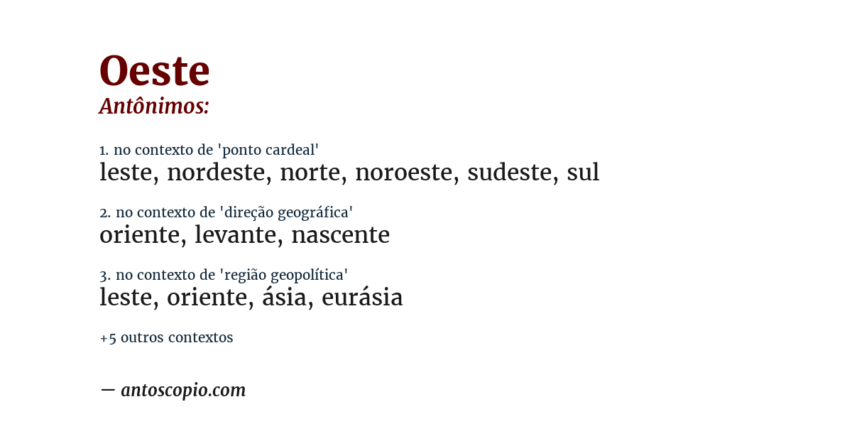 Antônimo de oeste