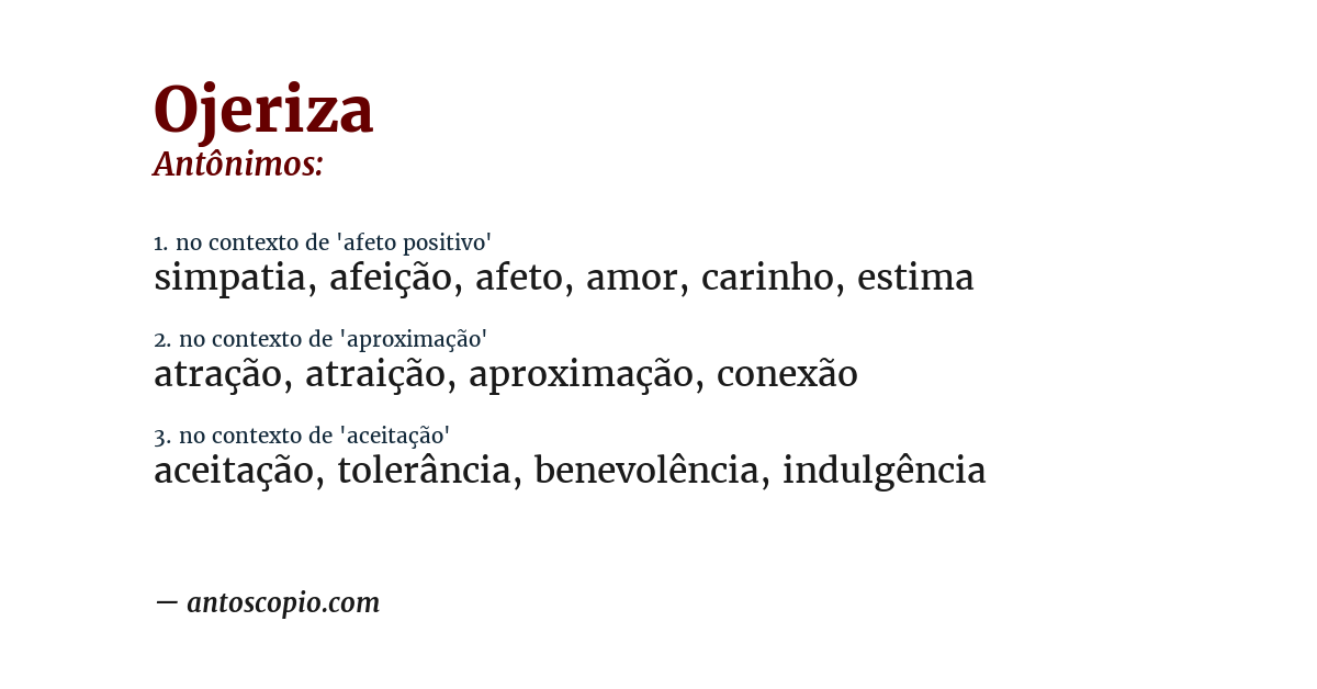 Antônimo de ojeriza