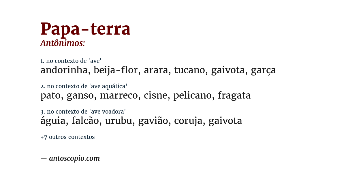 Antônimo de papa-terra