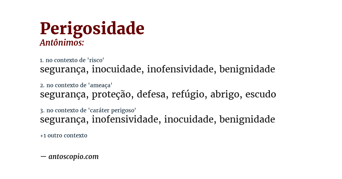 Antônimo de perigosidade