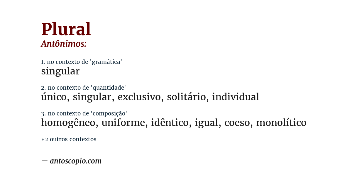 Antônimo de plural