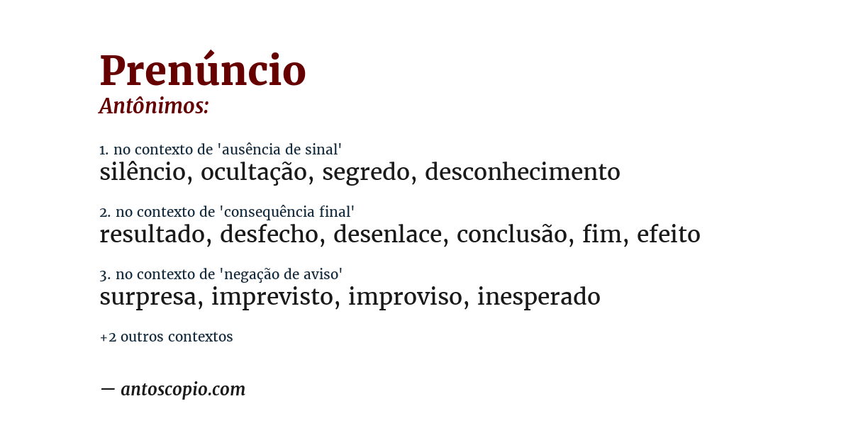 Antônimo de prenúncio
