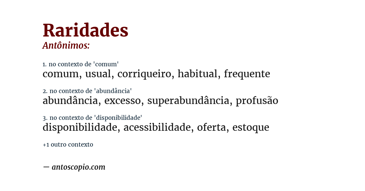 Antônimo de raridades