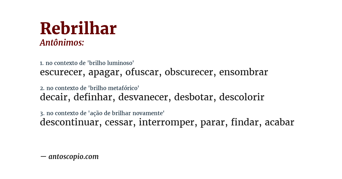 Antônimo de rebrilhar