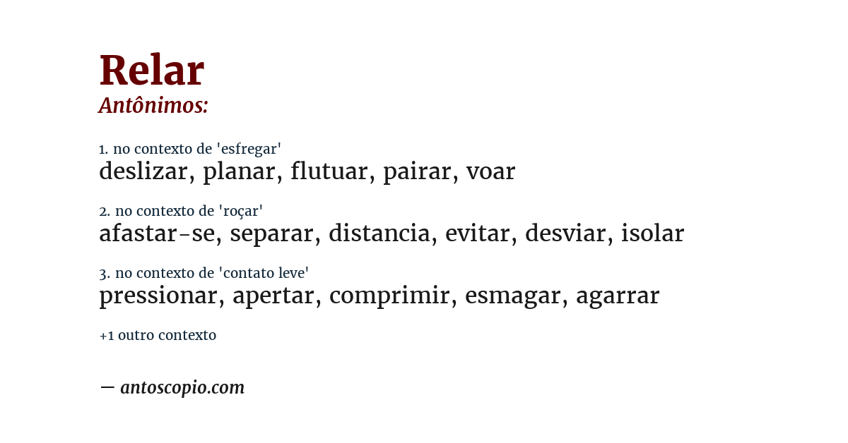 Antônimo de relar