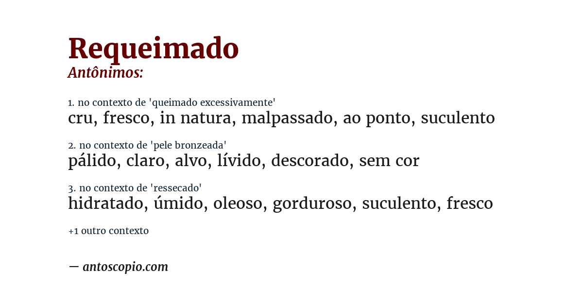 Antônimo de requeimado