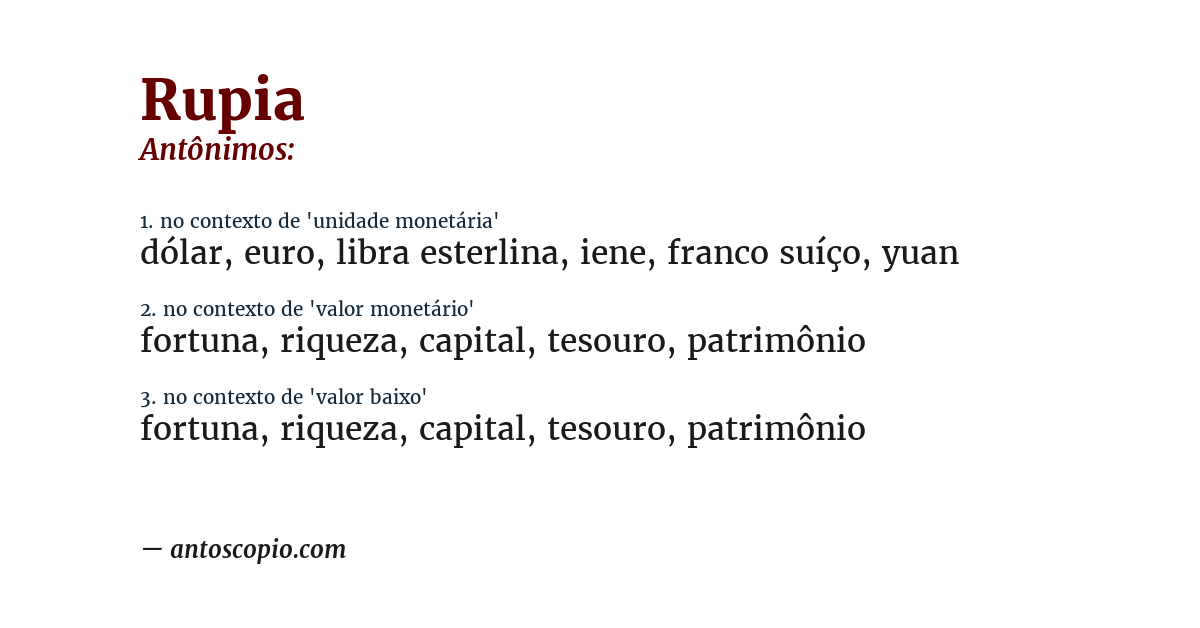 Antônimo de rupia