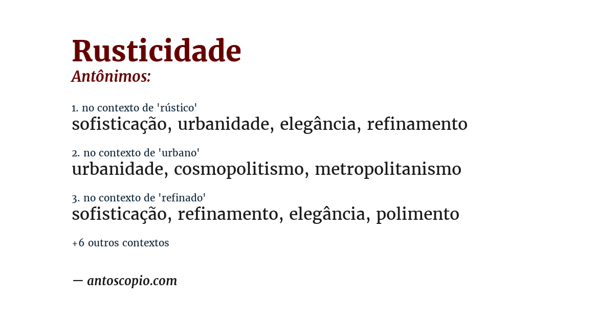 Antônimo de rusticidade