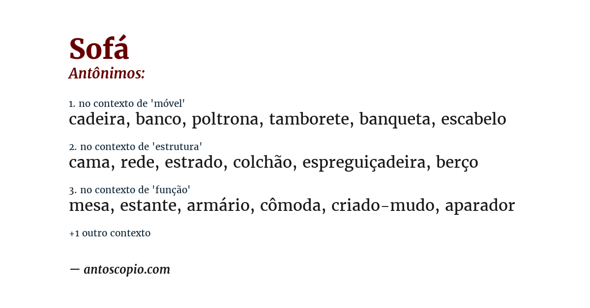 Antônimo de sofá