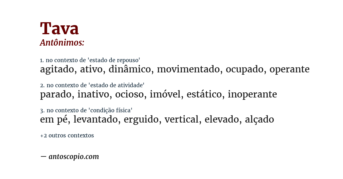 Antônimo de tava