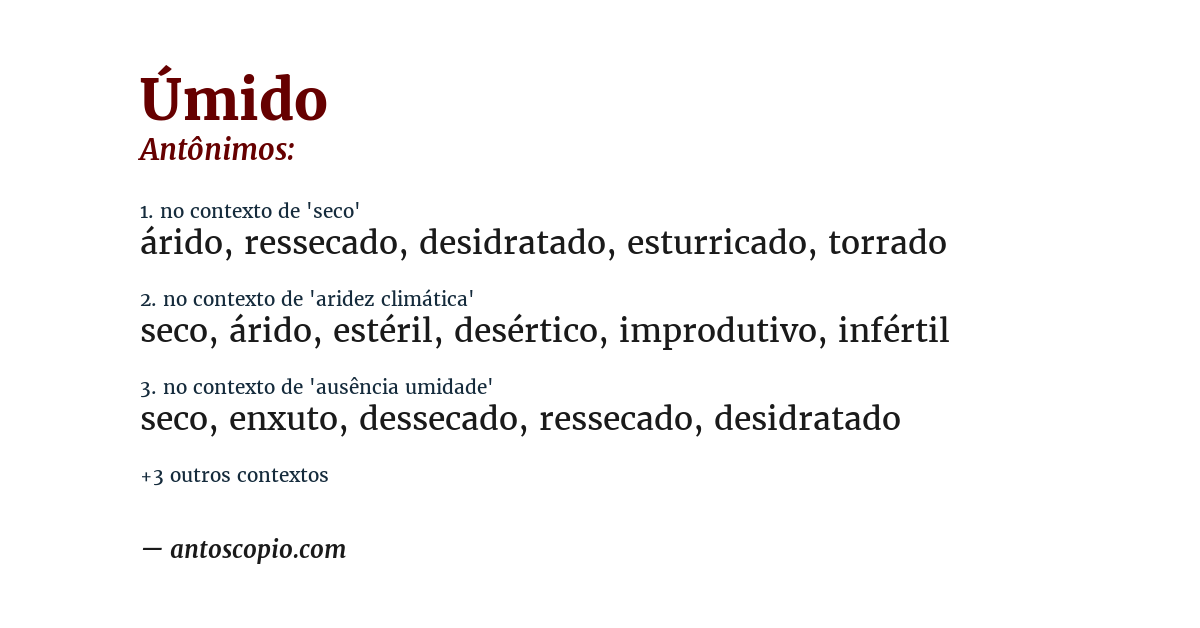 Antônimo de úmido