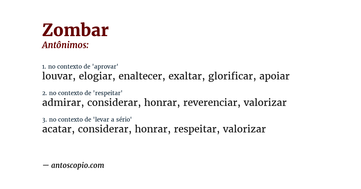 Antônimo de zombar