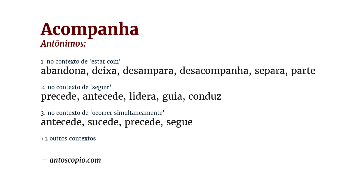 Antônimo de acompanha