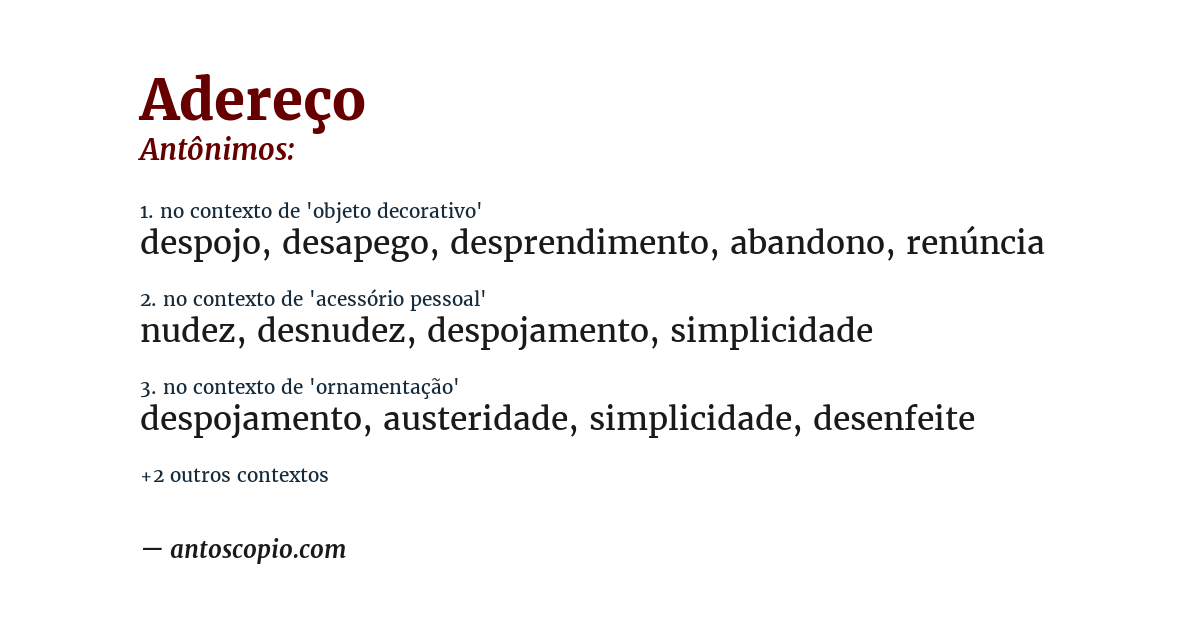 Antônimo de adereço