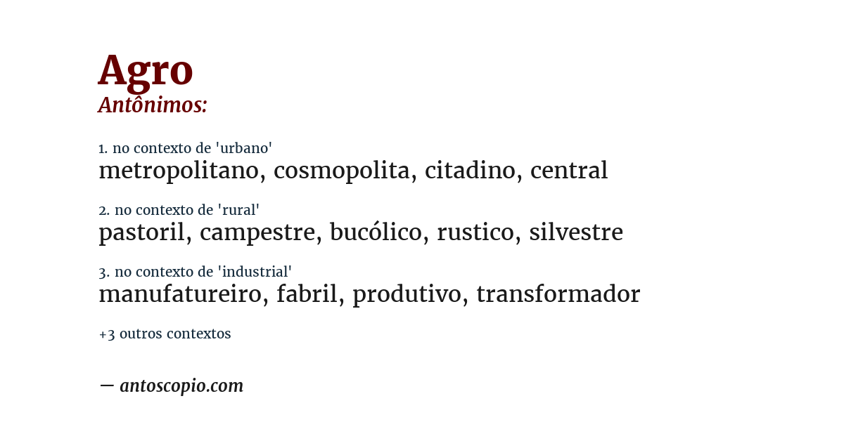 Antônimo de agro
