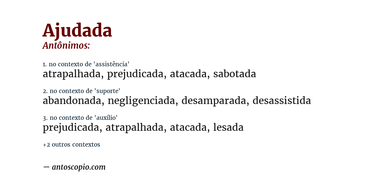 Antônimo de ajudada