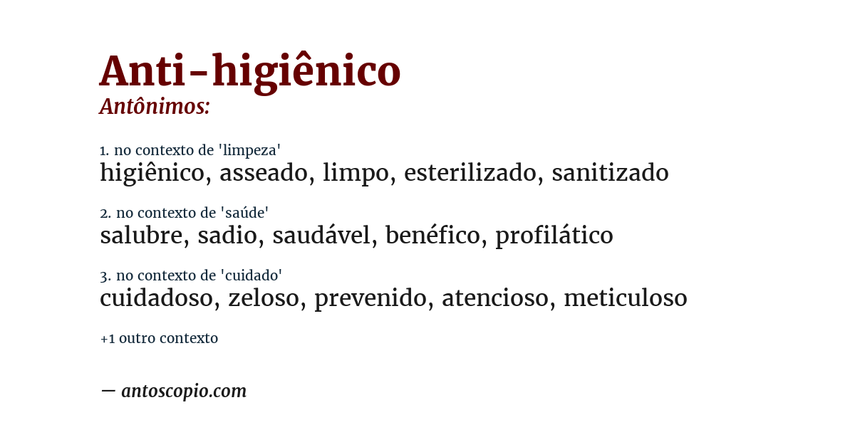 Antônimo de anti-higiênico