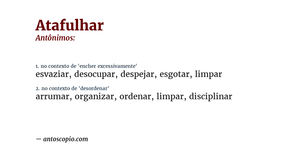 Antônimo de atafulhar