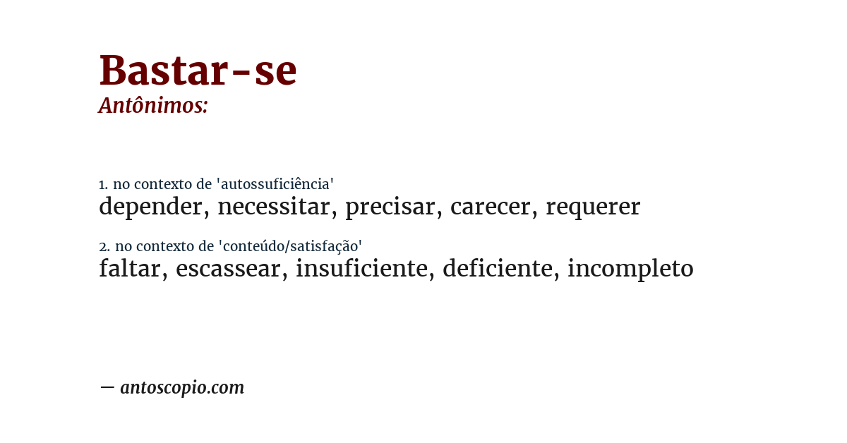 Antônimo de bastar-se
