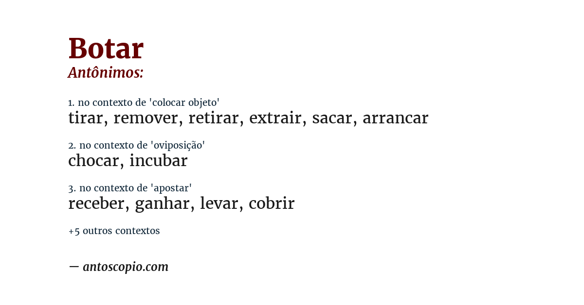 Antônimo de botar