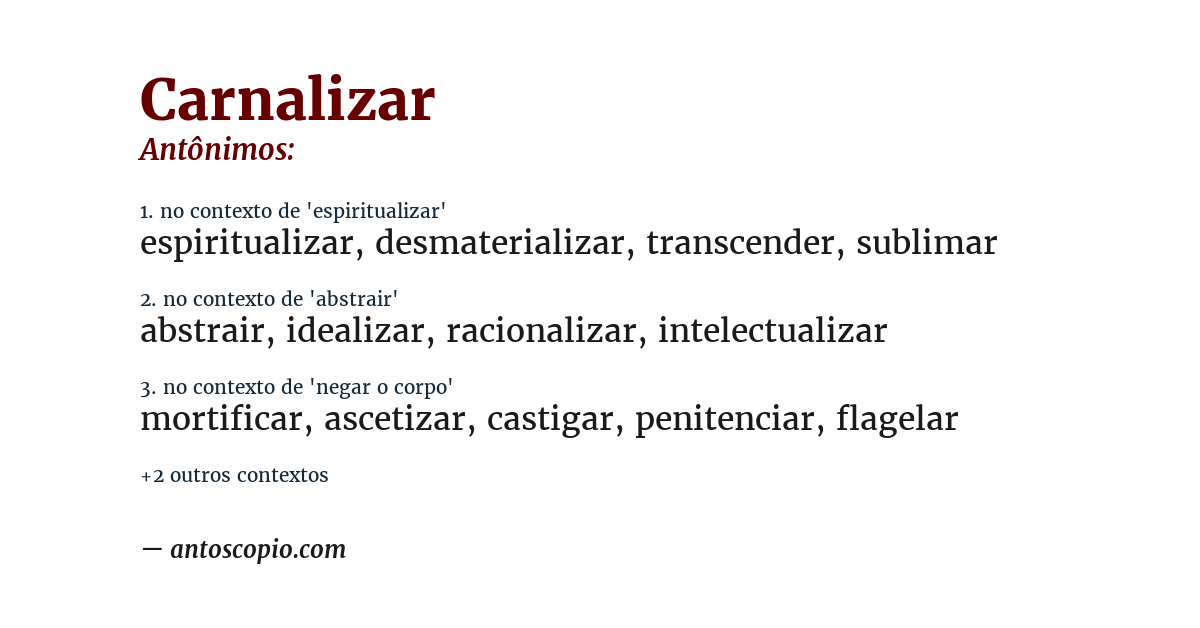 Antônimo de carnalizar