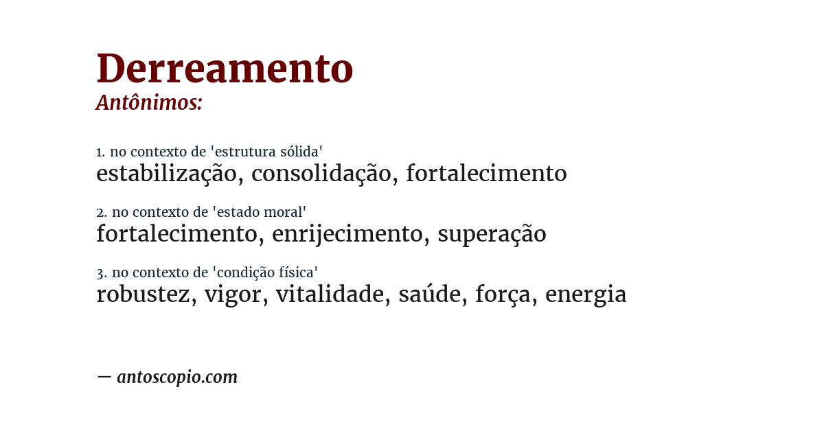 Antônimo de derreamento