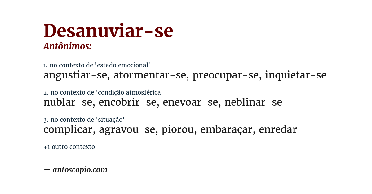 Antônimo de desanuviar-se