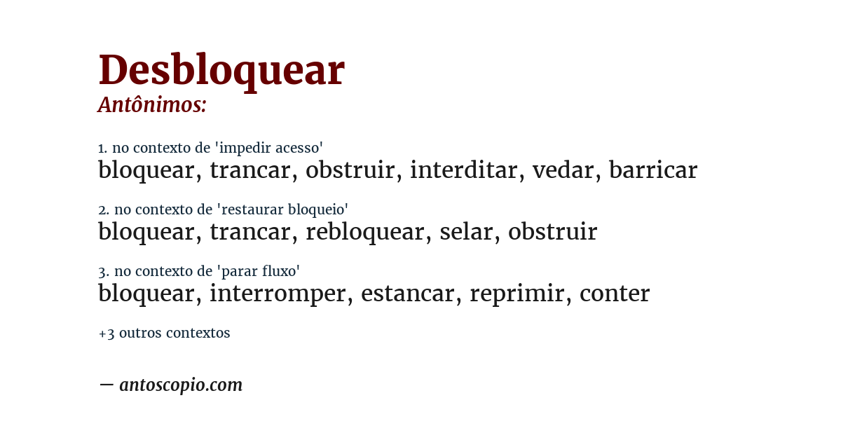Antônimo de desbloquear