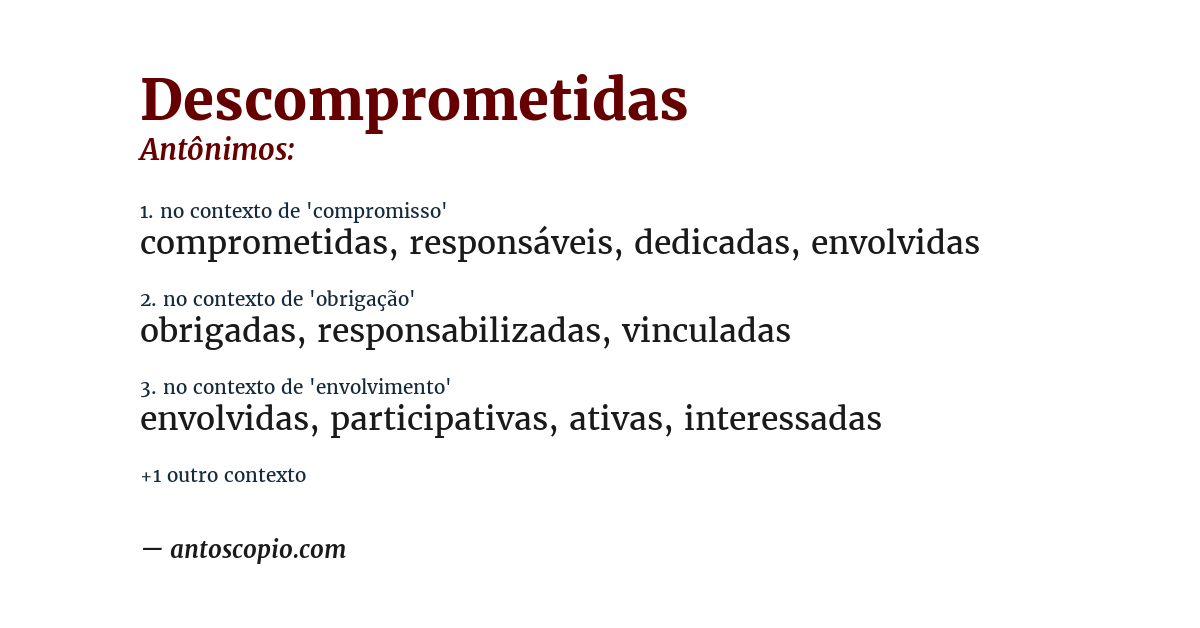 Antônimo de descomprometidas