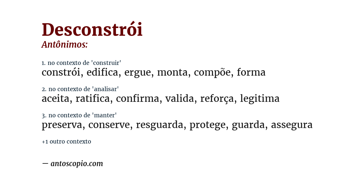 Antônimo de desconstrói