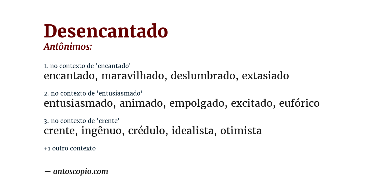 Antônimo de desencantado