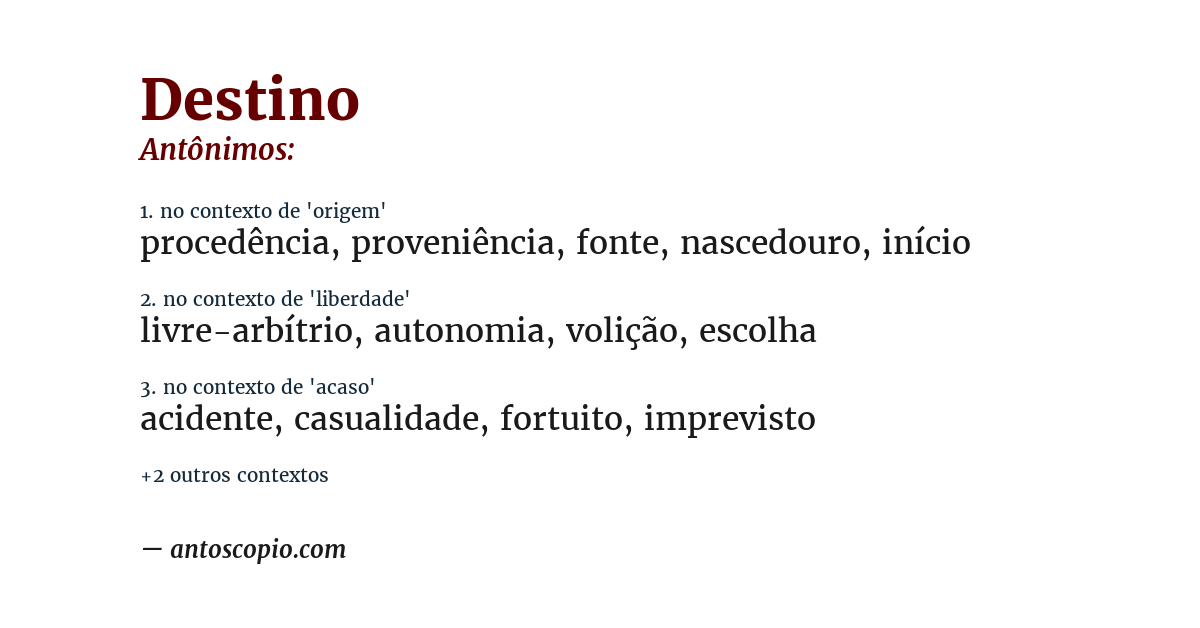 Antônimo de destino
