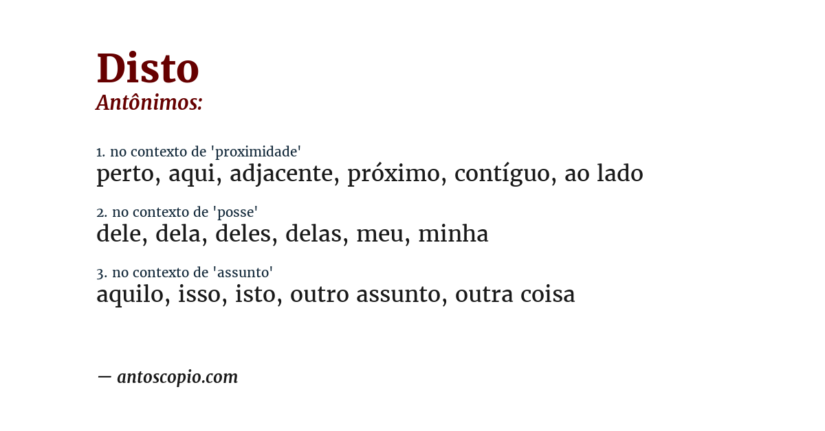 Antônimo de disto