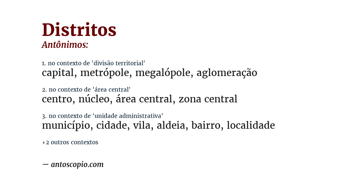 Antônimo de distritos