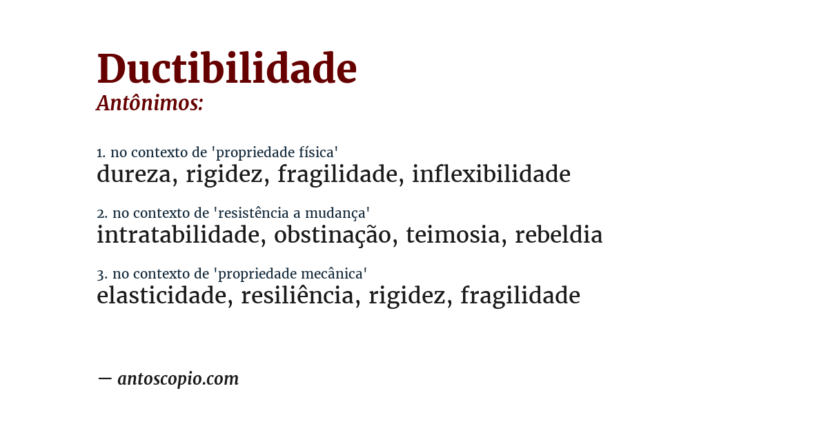 Antônimo de ductibilidade
