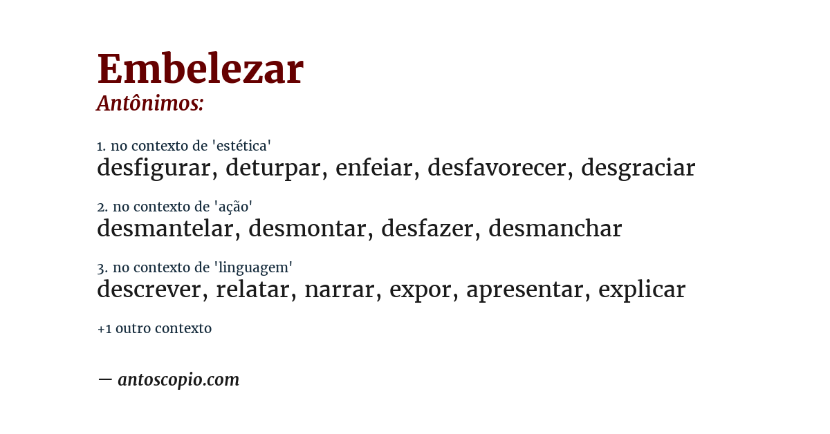 Antônimo de embelezar