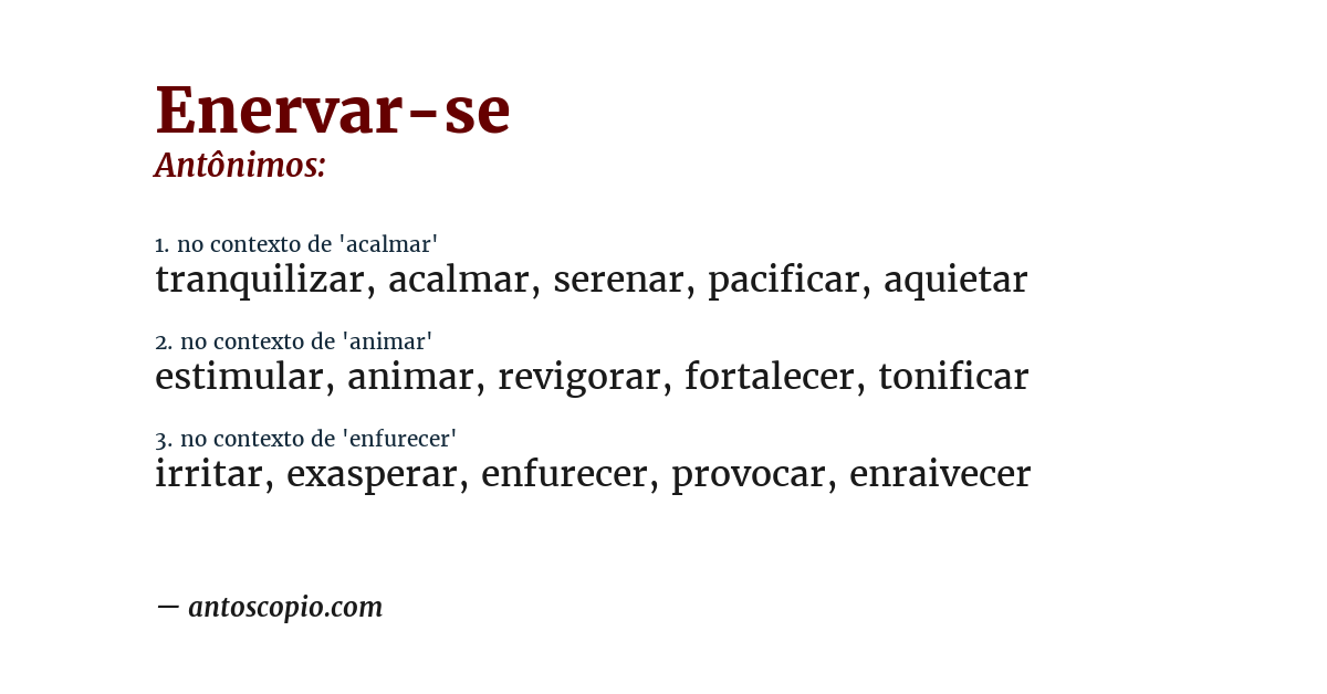 Antônimo de enervar-se