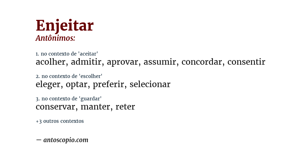 Antônimo de enjeitar